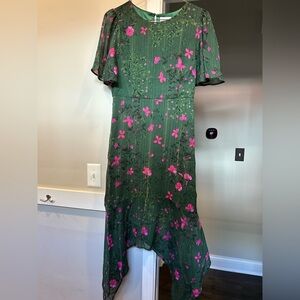 Sugarlips Green and Pink Floral High Low Dress